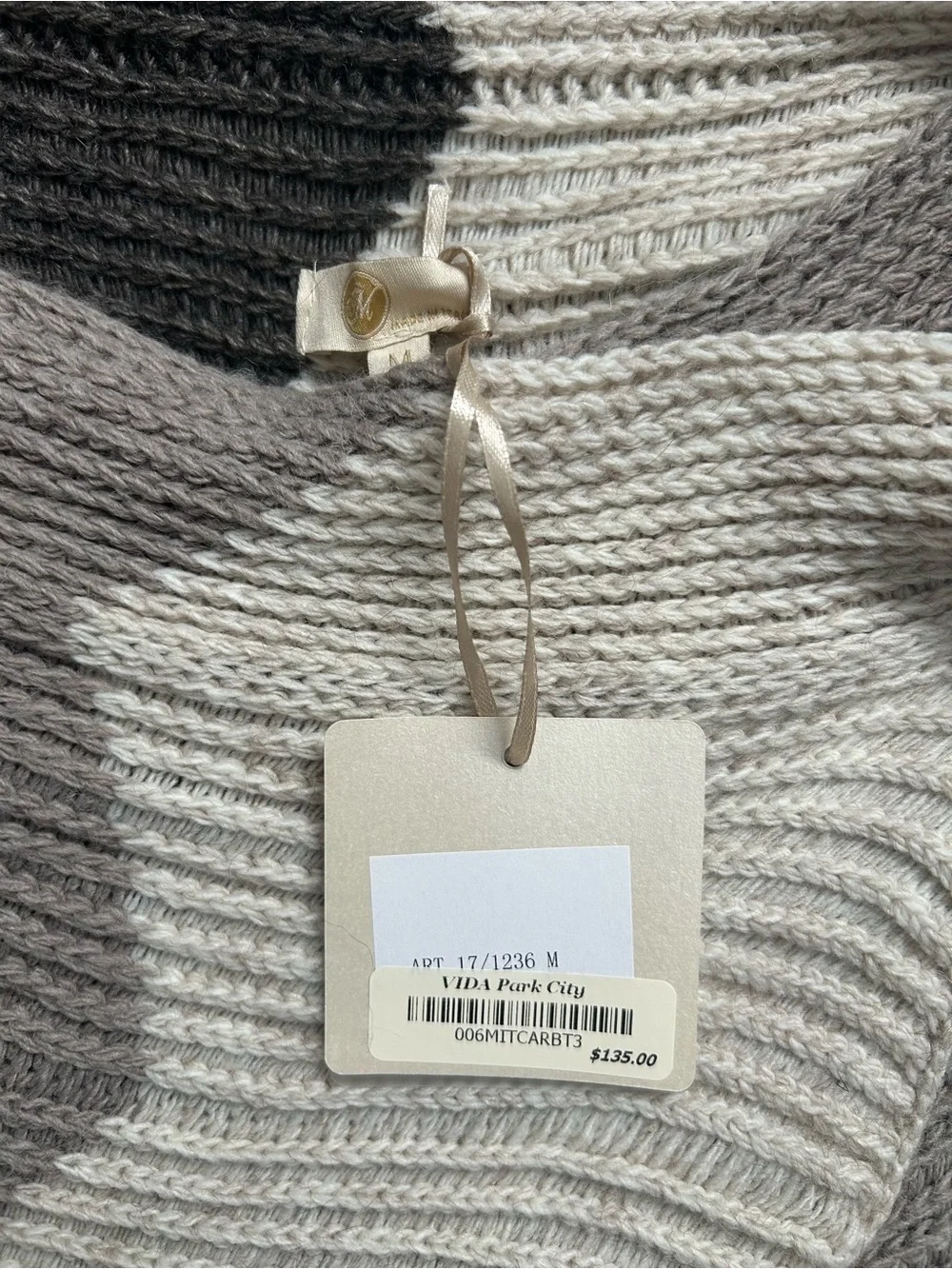 M Made in Italy Women’s Striped Knit Collared Button Cardigan Gray M